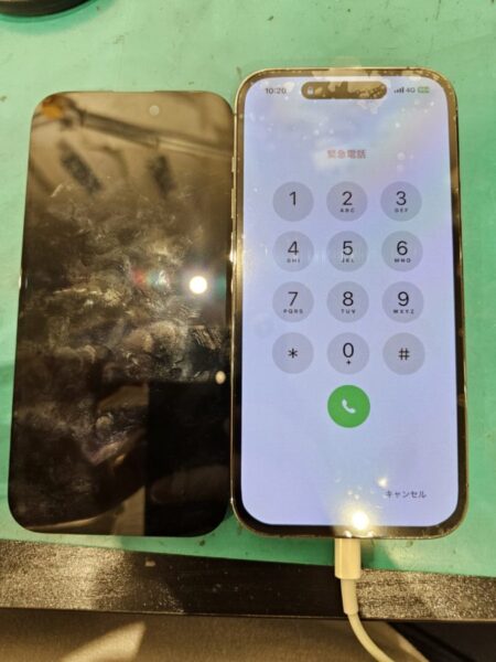 水没して画面が映らなくなったiPhone14proの修理【スマホ修理工房北千住マルイ店】