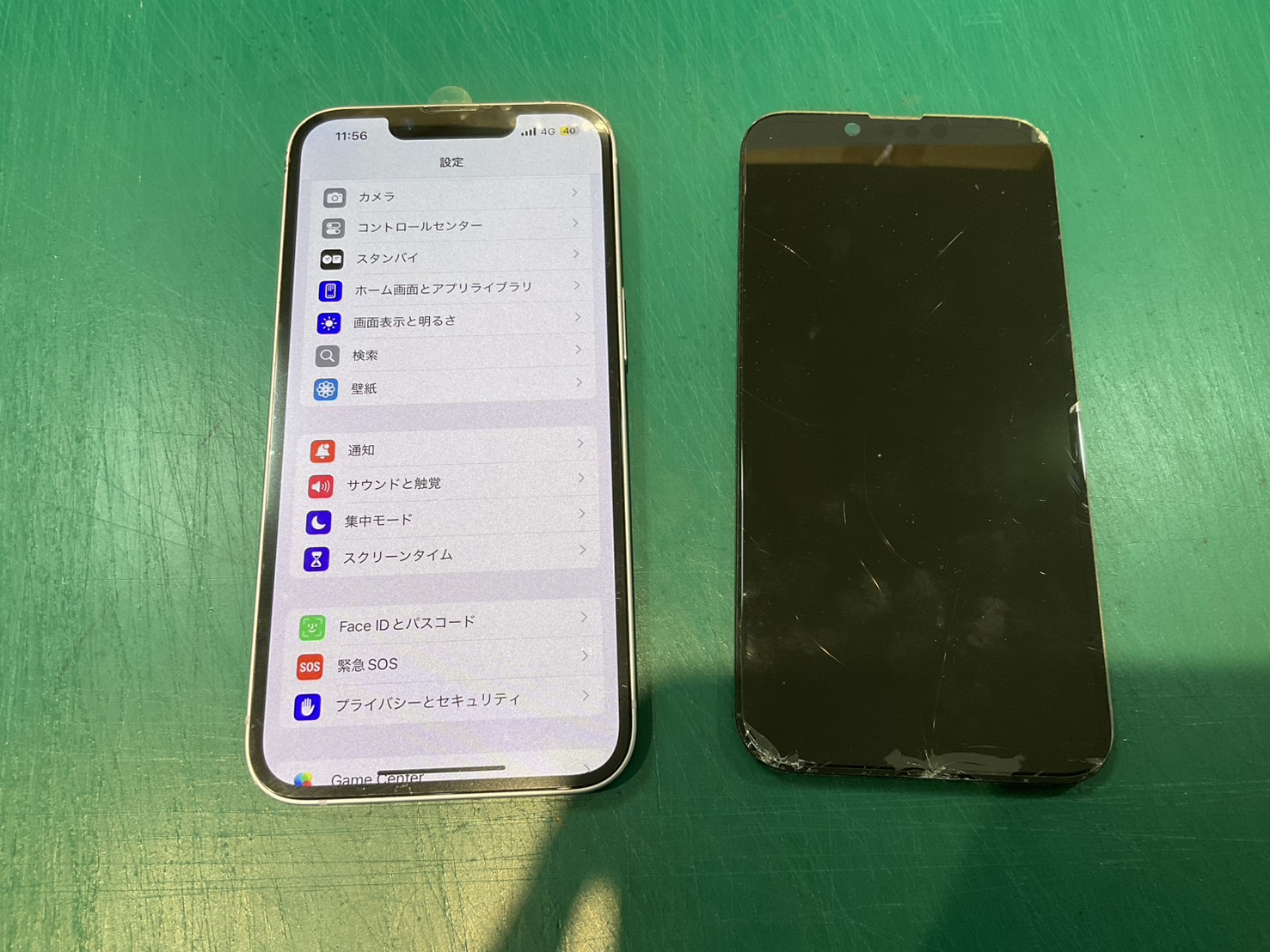 【iPhone14】　落として画面が映らなくなってしまった　液晶パネル交換修理　スマホ修理工房浦和パルコ店