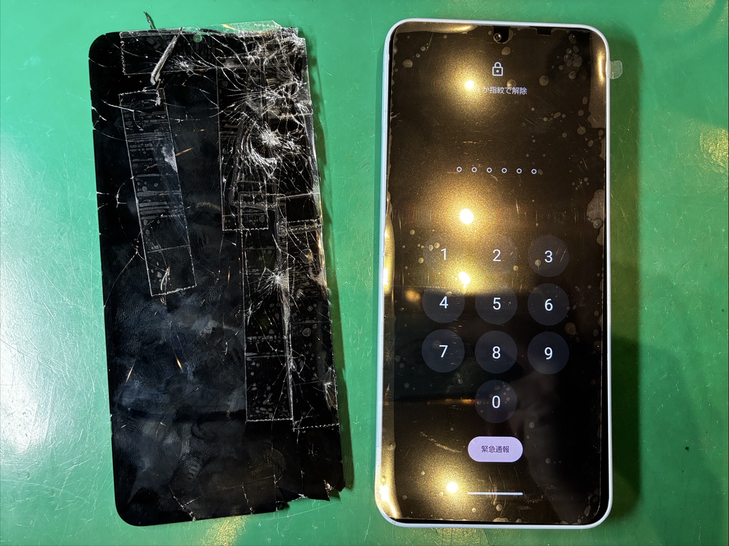 落として画面がバキバキに… AQUOSwish4 画面交換修理【スマホ修理工房ミーツ国分寺店】