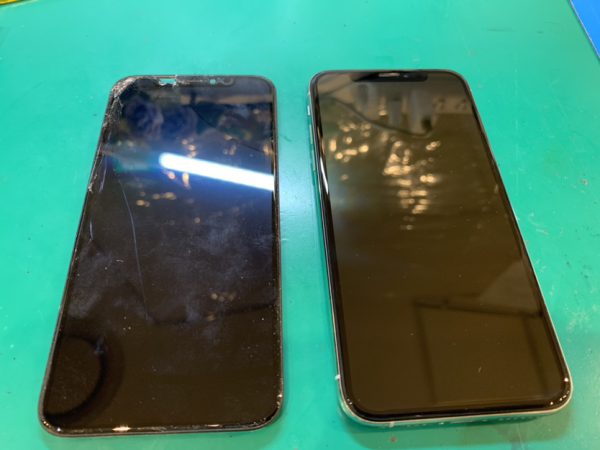 iPhoneXSの画面交換修理前後比較|割れた画面と交換後のきれいな表示【スマホ修理工房 新宿PePe店】