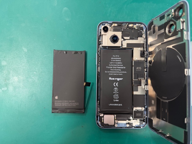 iPhone 14（アイフォンフォーティーン）のバッテリー交換ならスマホ修理工房富山グリーンモール山室店へ★