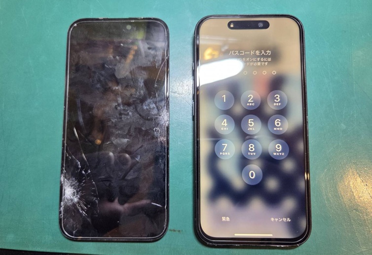 iPhone 16の画面が割れてしまった・・・フロントパネル交換で改善！【スマホ修理工房 調布パルコ店】