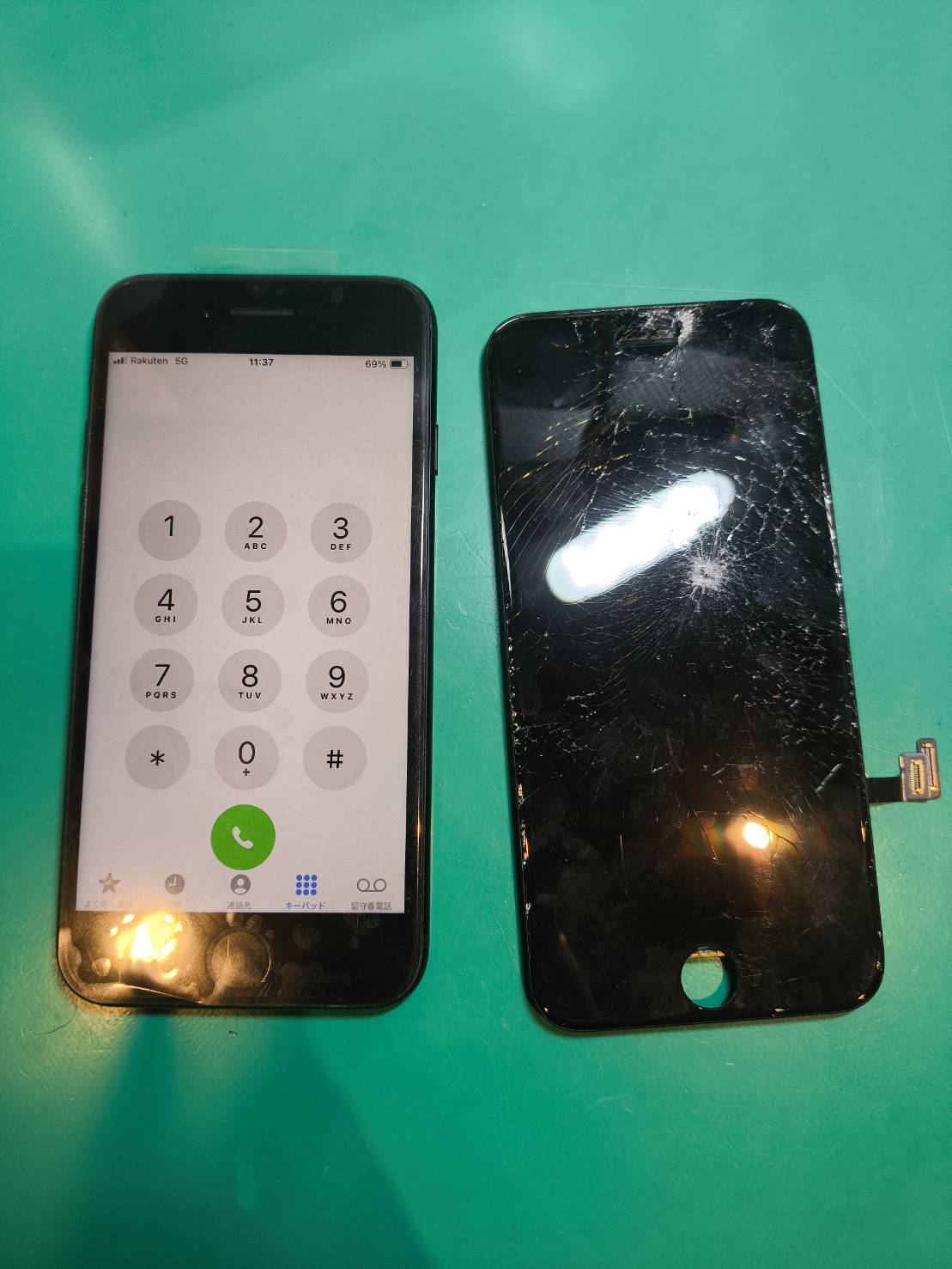 割れたiPhoneSE3の画面を交換しました！【スマホ修理工房 調布パルコ店】