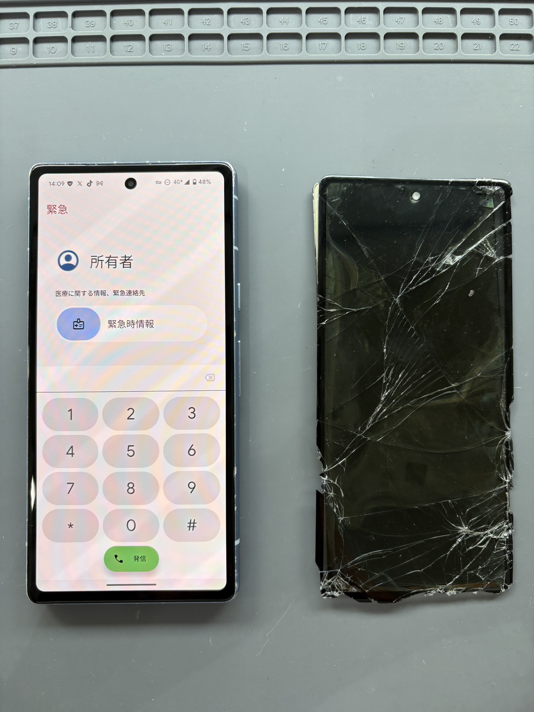 画面がバキバキに割れてしまったGooglepixel7aの液晶交換修理！【スマホ修理工房大和店】