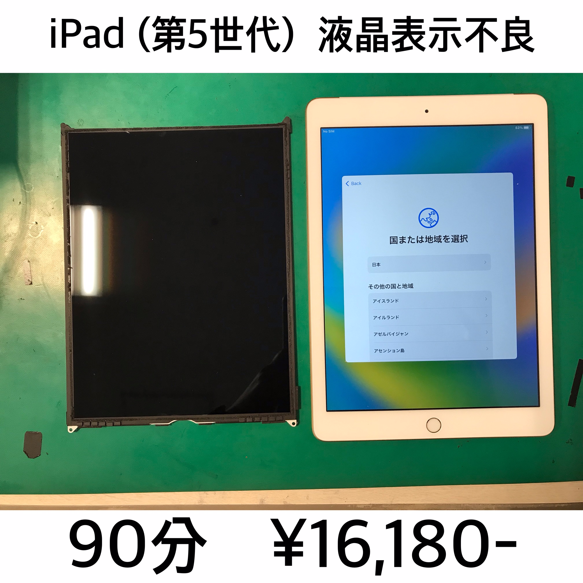 長岡京市よりご来店！！ iPad (第5世代) (アイパッド5) 液晶表示不良修理依頼(^^♪