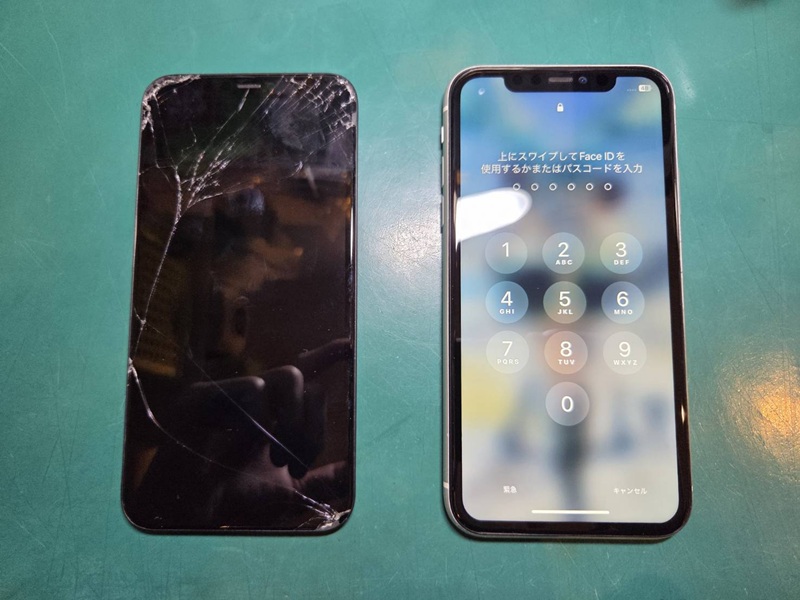 iPhone 11の画面が割れてしまった,,, フロントパネル交換で改善！【スマホ修理工房 調布パルコ店】