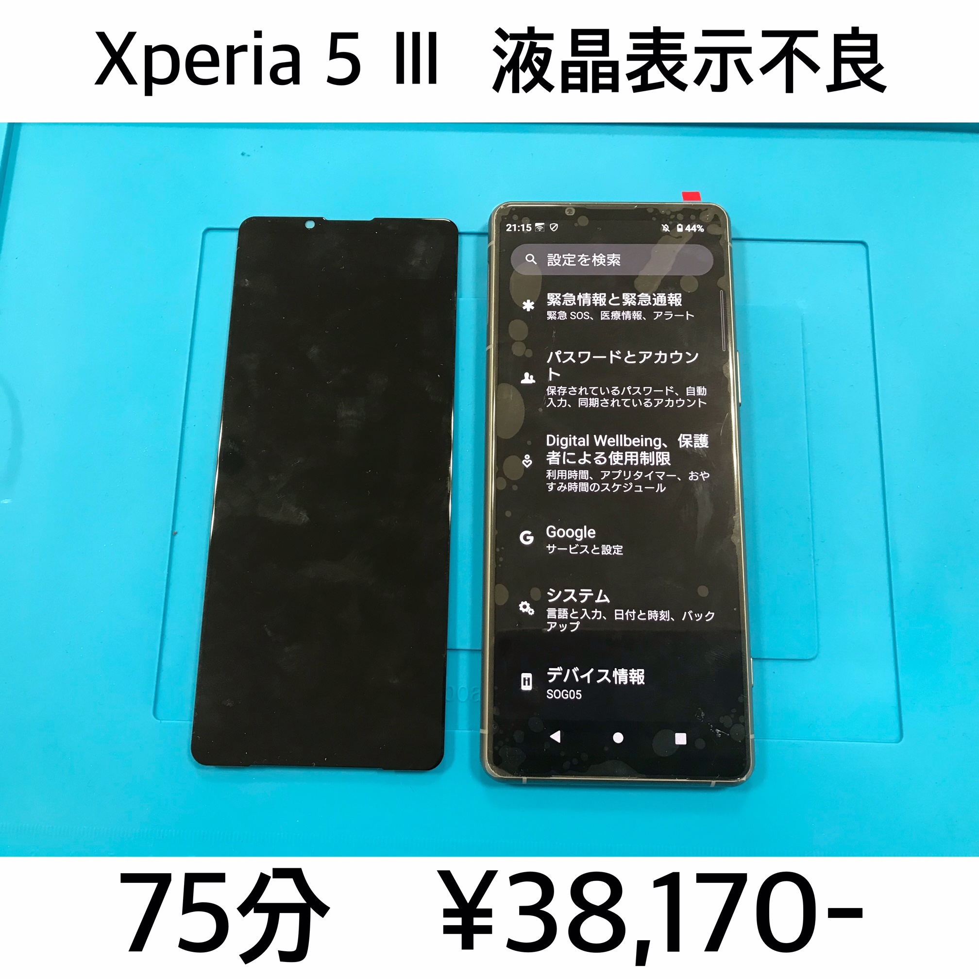 京都市伏見区よりご来店！！ Xperia 5 Ⅲ () 液晶表示不良修理依頼 