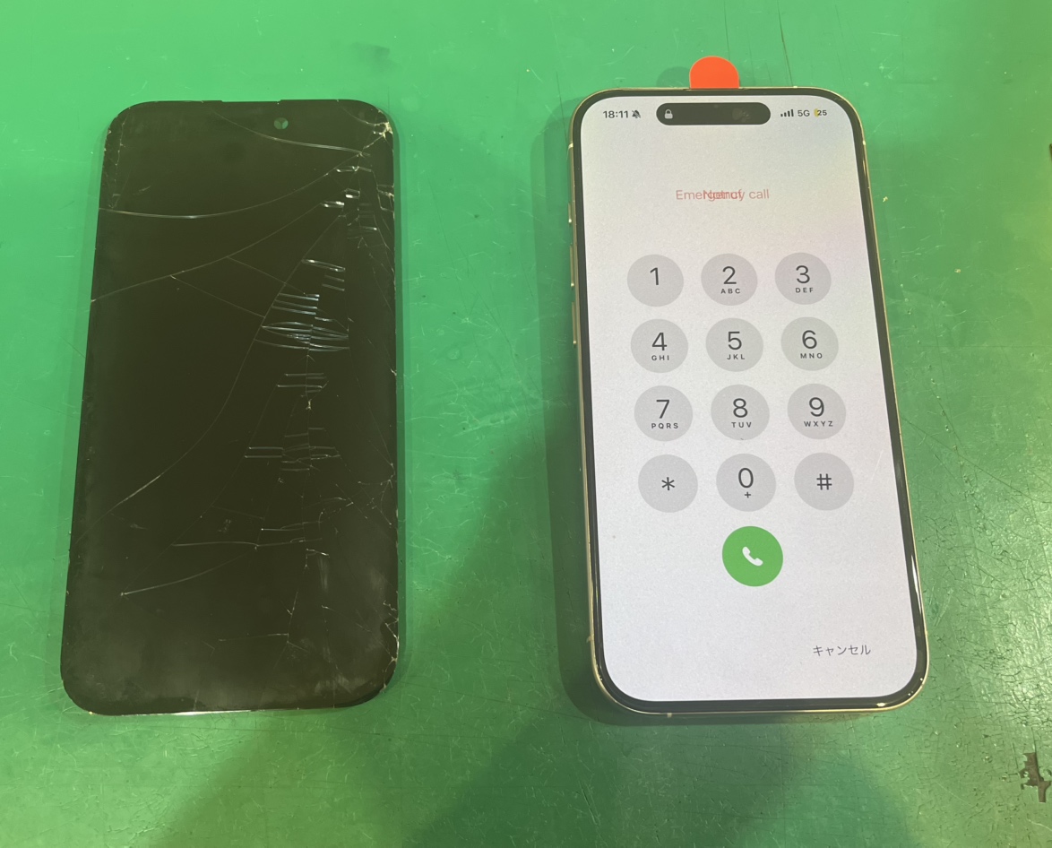 iPhone 15 Pro 有機EL画面交換後の綺麗な表示状態 新宿PePe店