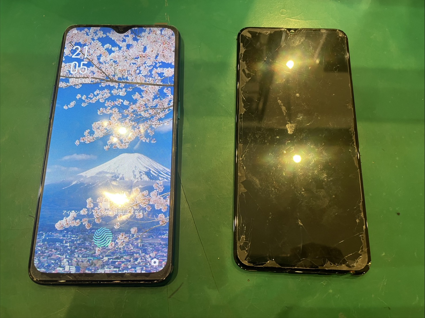 落としてしまい映らないOPPORenoAの画面交換【スマホ修理工房京王アートマン店】