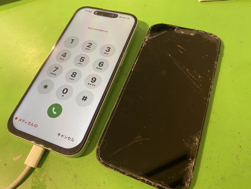 【iPhone 15】画面交換も即日ご対応しております！