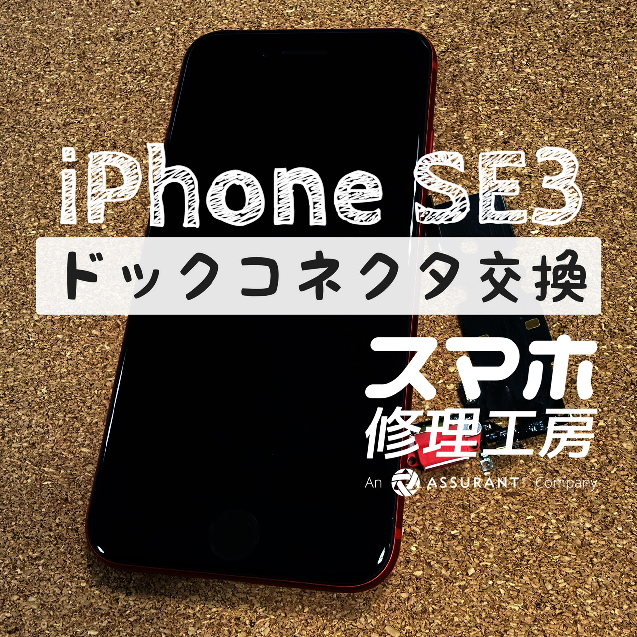 充電器を下に押し付けないと反応しない…iPhone SE3のドックコネクタを交換しました！【スマホ修理工房イオン飯田店】
