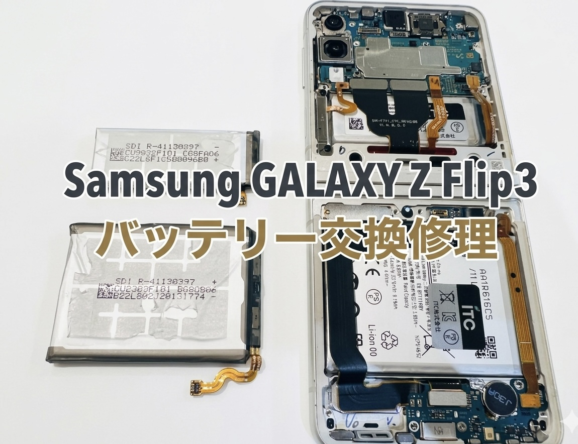 Samsung Galaxy Z Flip3(ギャラクシー)のバッテリー交換修理を行いました！