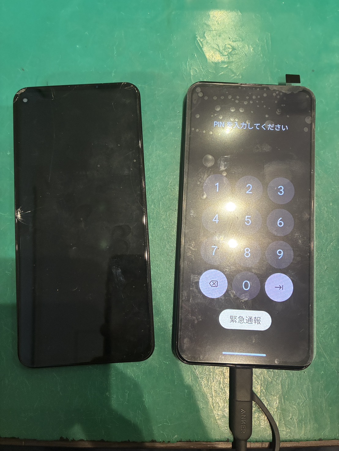 画面が割れてほとんど真っ暗… Pixel5a 画面交換修理【スマホ修理工房ミーツ国分寺店】