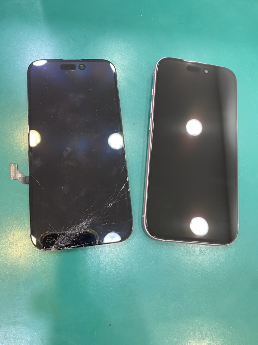 iPhone15の割れてしまった画面を交換修理いたしました！！スマホ修理工房テラスモール湘南店
