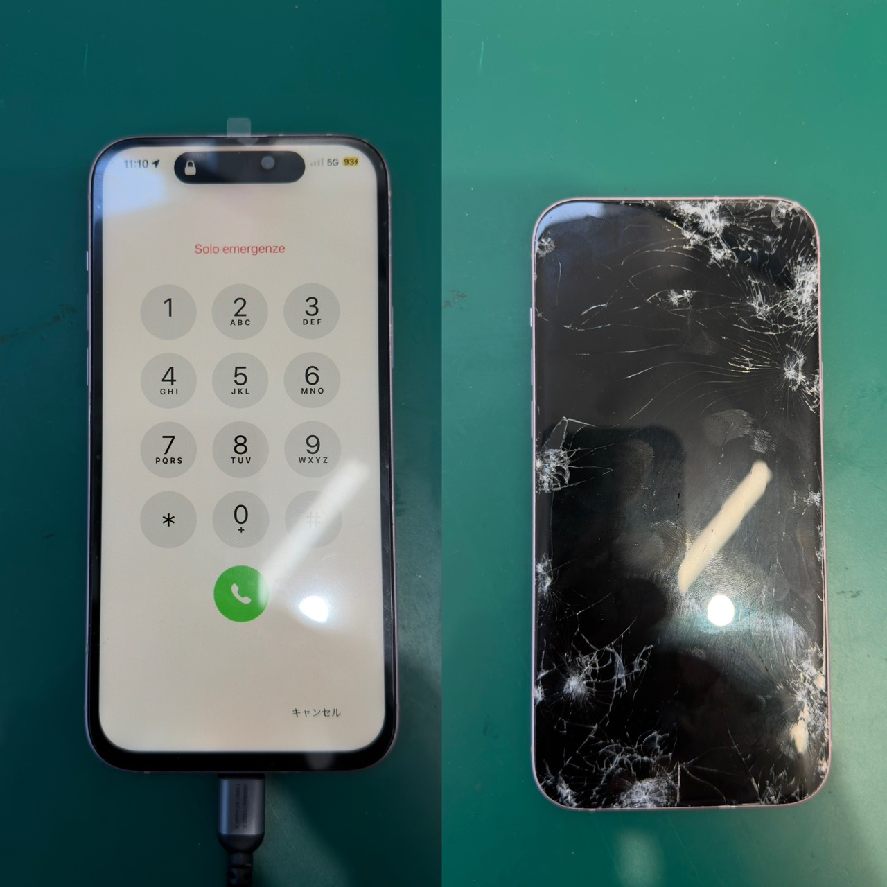 iPhone15Plus画面割れ＆ブラックアウトによる画面交換【登戸・向ケ丘遊園店】