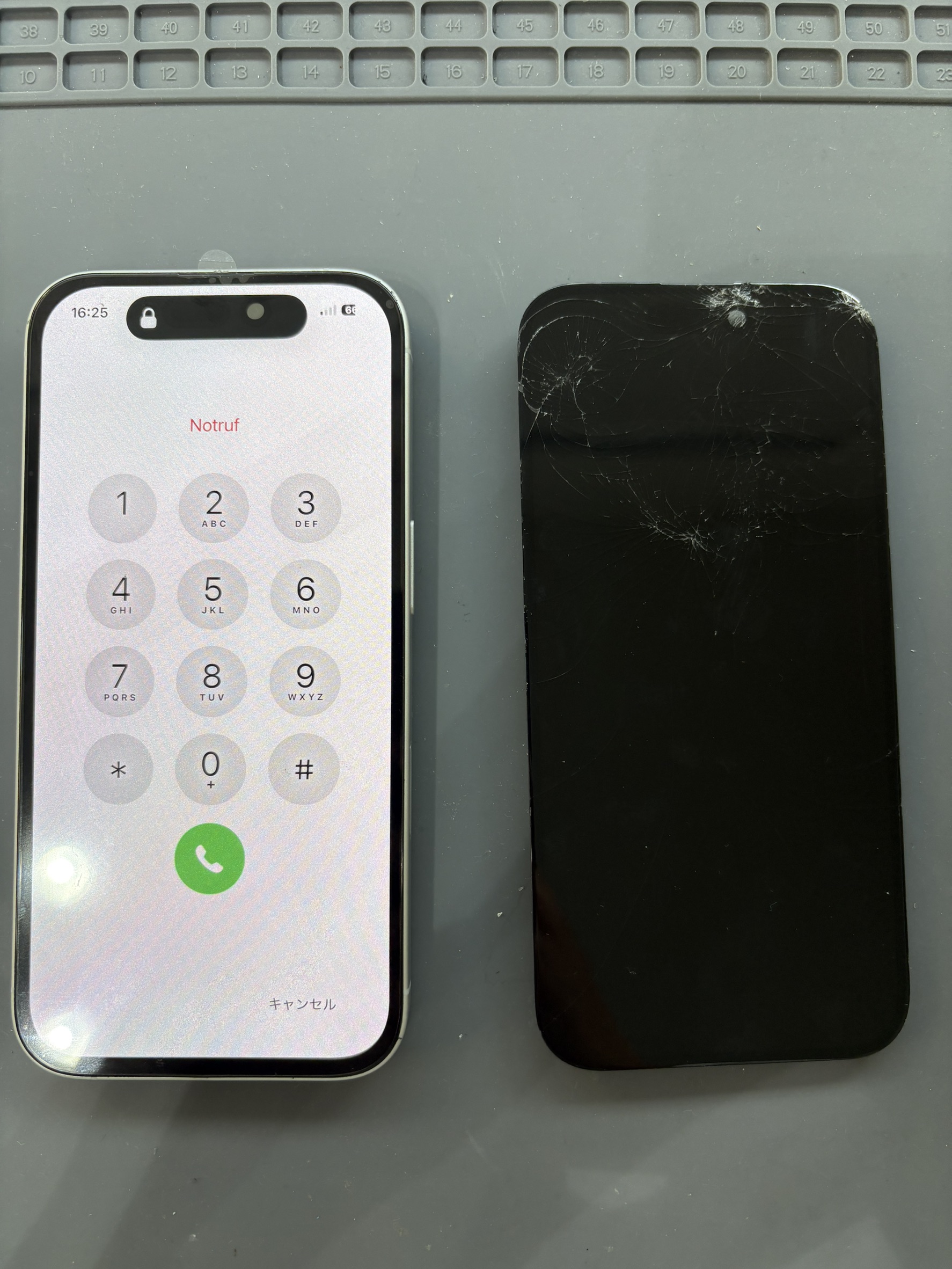 落として画面割れが起きたiPhone16の画面交換修理！【スマホ修理工房大和店】