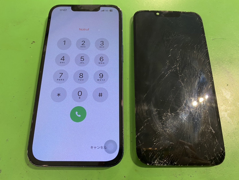 iPhone 13の画面割れ！即日改善いたします！