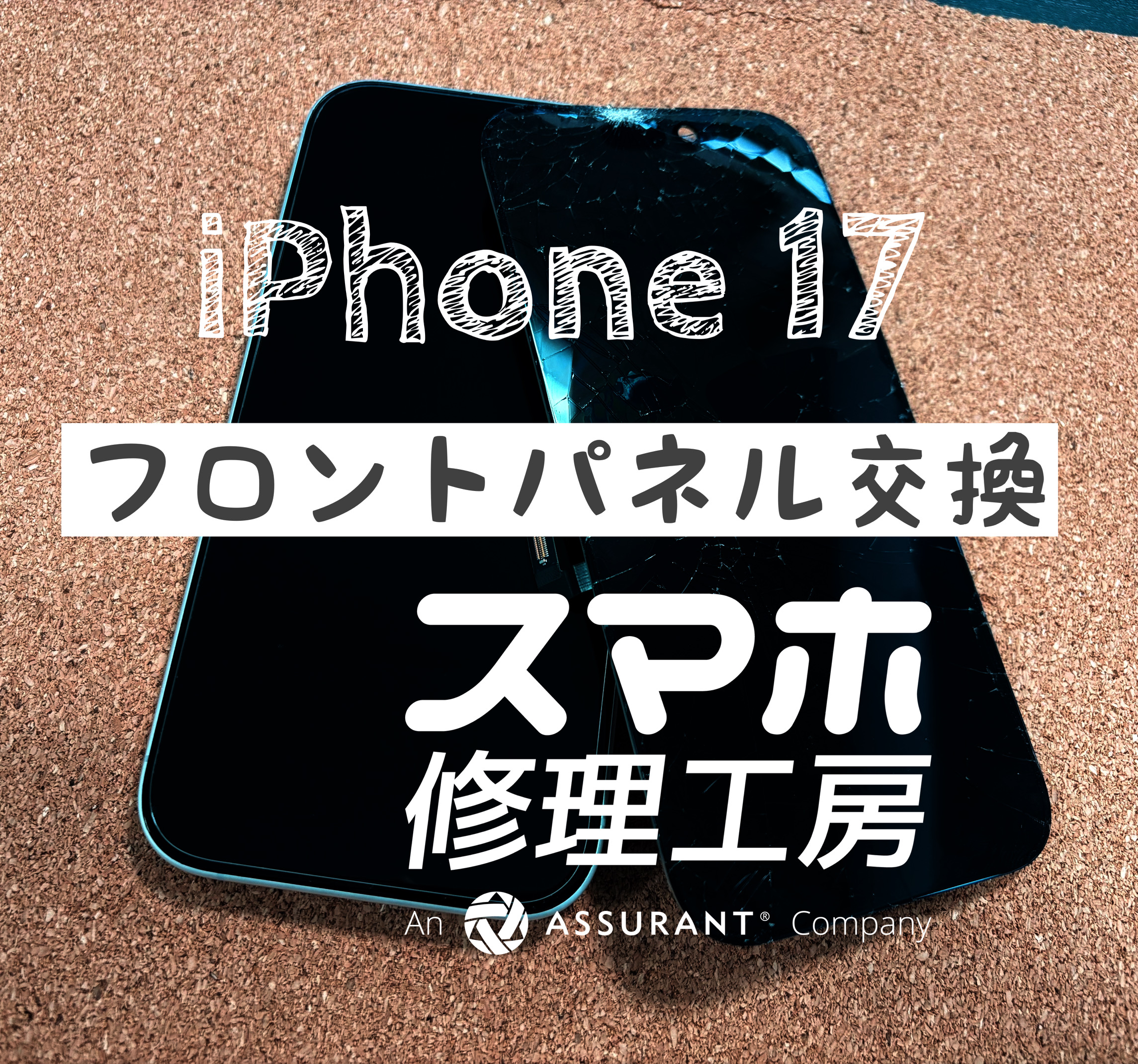 落下で画面上部からヒビが…！iPhone 17の画面交換をしました！【スマホ修理工房イオン飯田店】