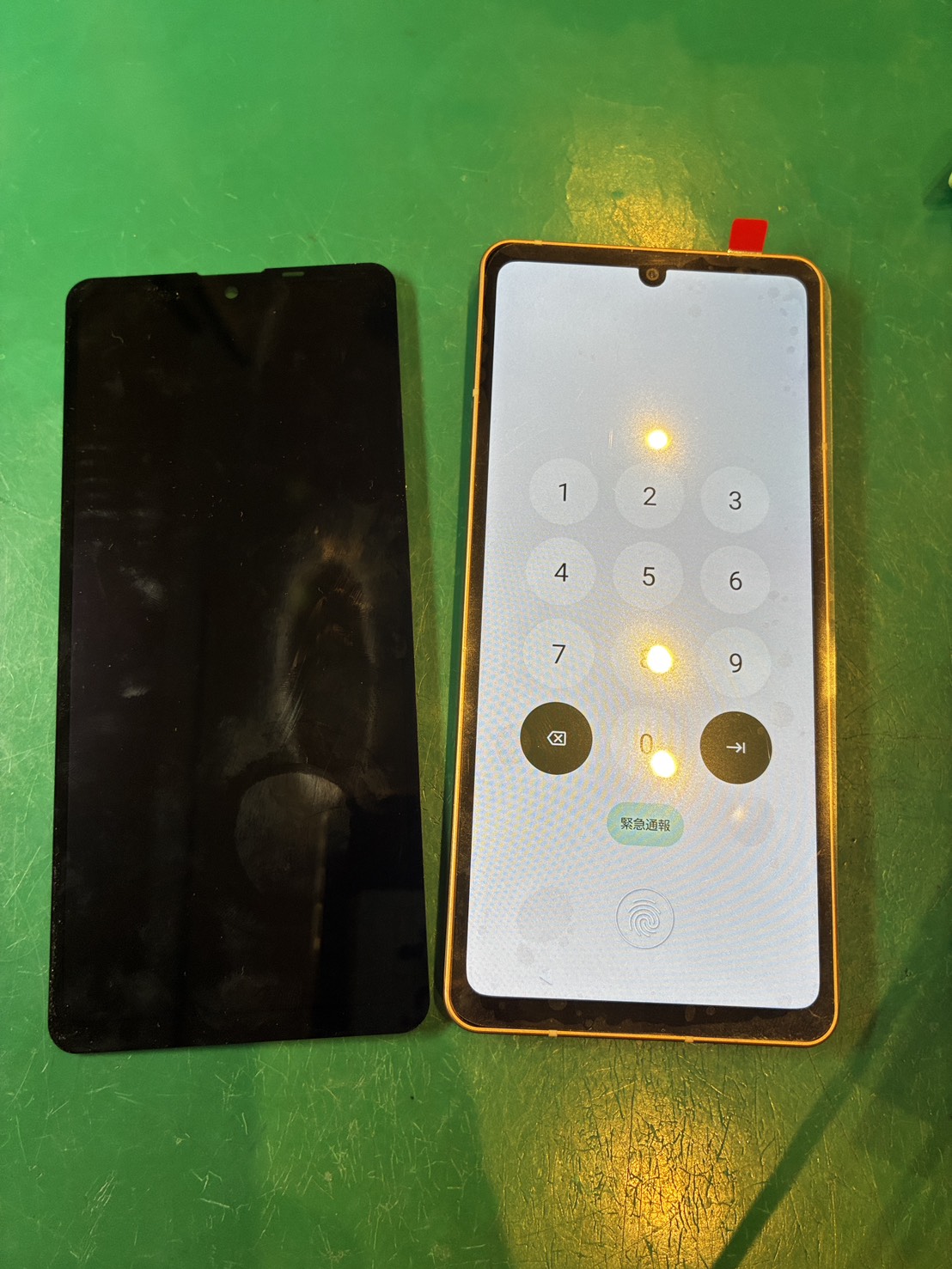 緑のモヤがでてきた… AQUOSsense6s 液晶交換【スマホ修理工房ミーツ国分寺店】