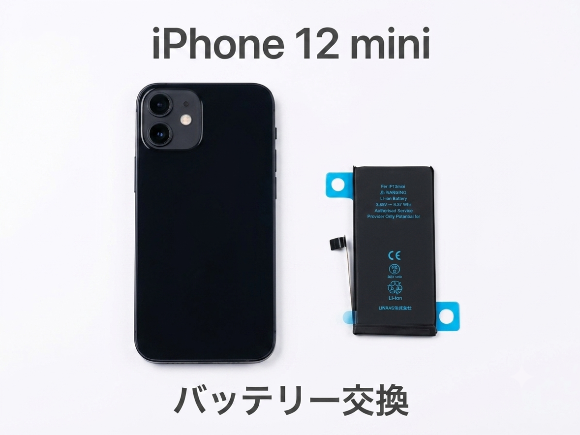 iPhone12mini（アイフォン12mini）のバッテリー交換修理ならデータそのまま、即日修理の「スマホ修理工房渋谷店」へ！