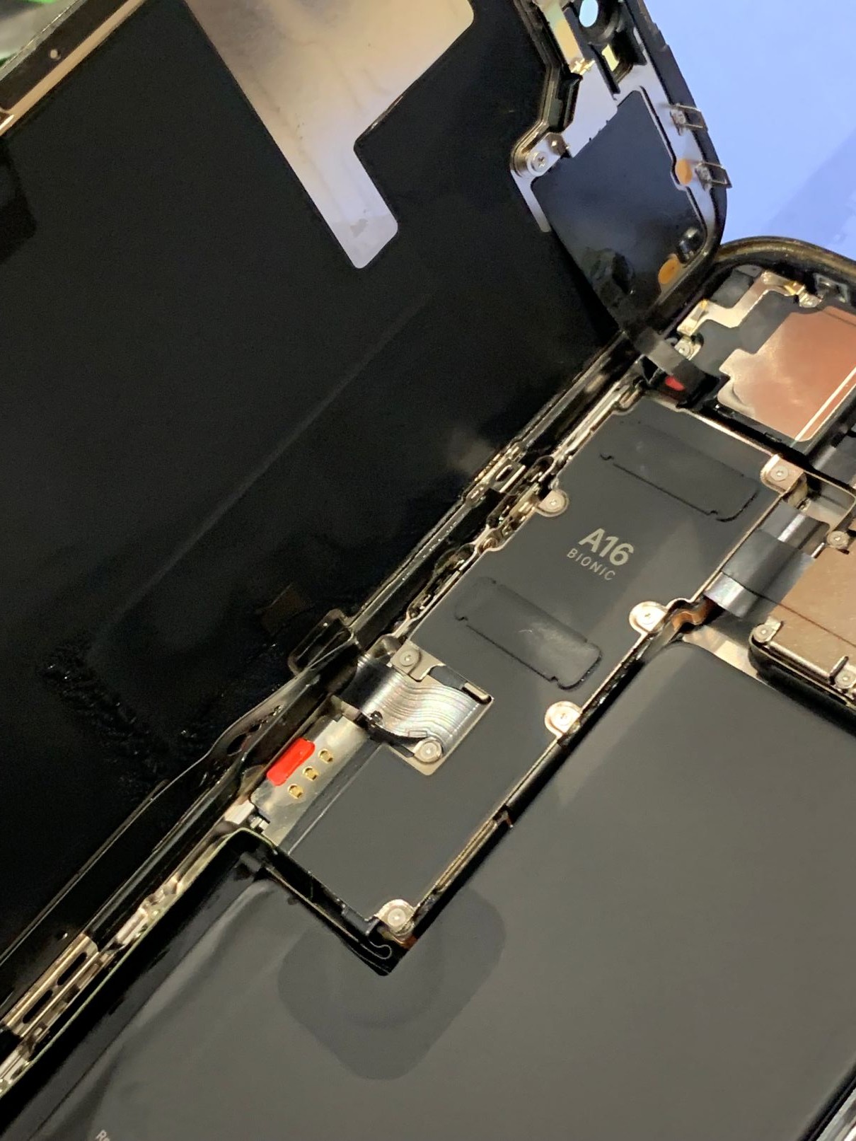 iPhone14ProMax 水没して緑色 / 足立区からご来店【スマホ修理工房フレスポ八潮店】