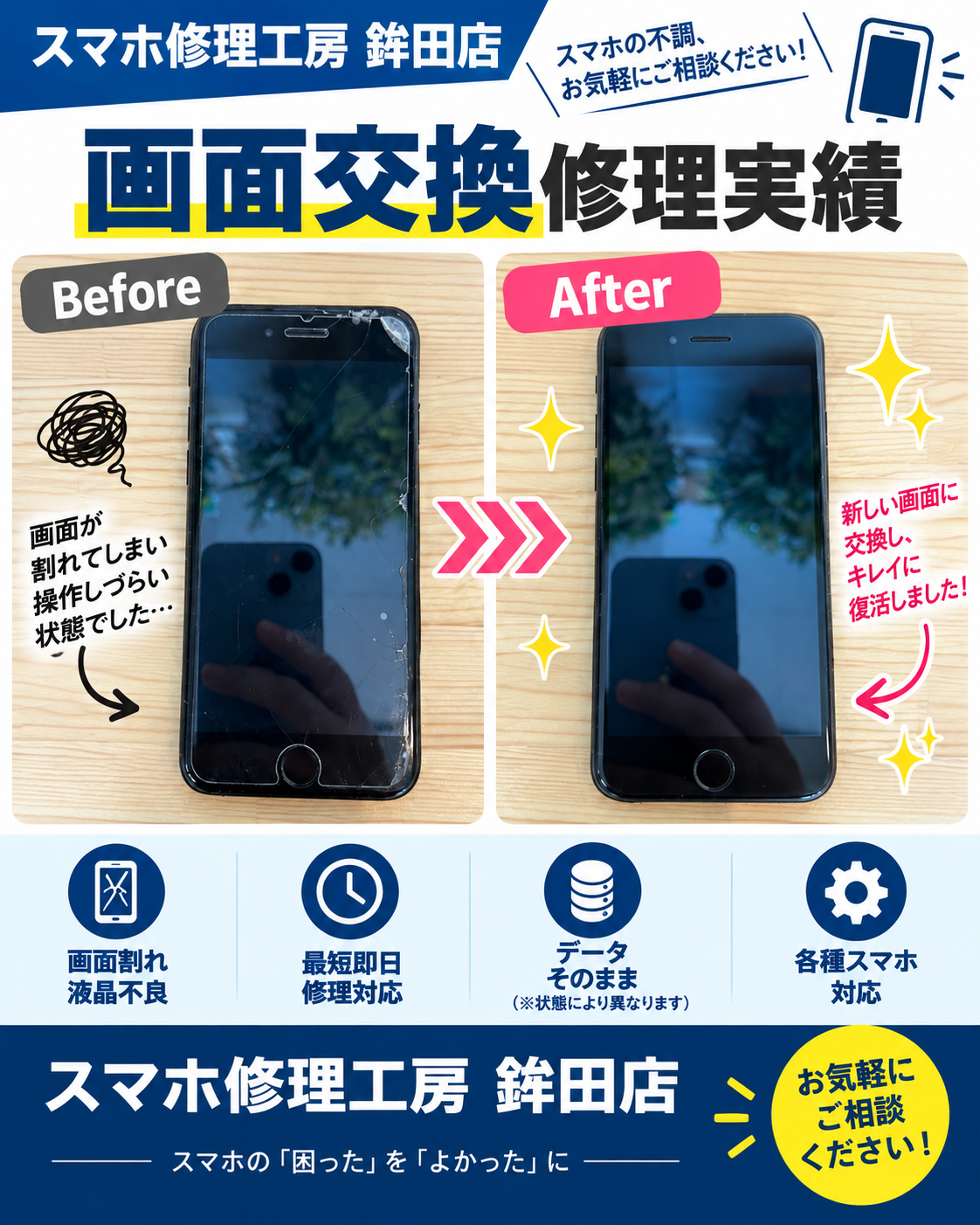 スマホ修理工房鉾田店、11台目修理完了！