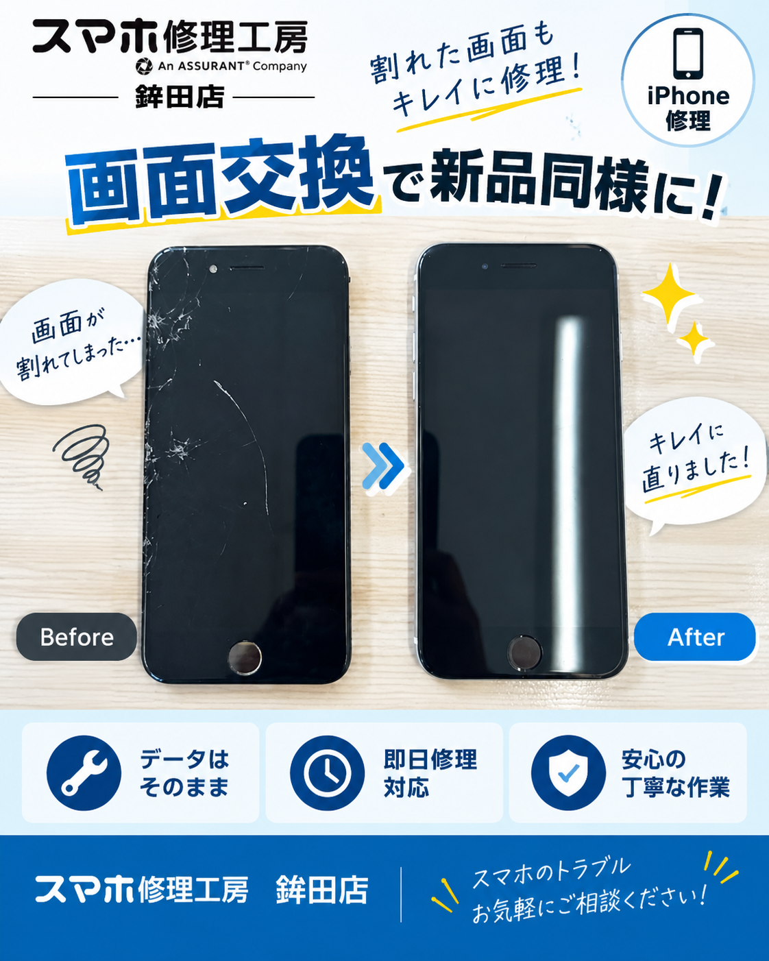 スマホ修理工房鉾田店、13台目修理完了！