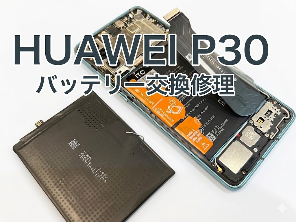 HUAWEI P30　のバッテリー交換ならデータそのまま、即日修理のスマホ修理工房渋谷店までご相談！