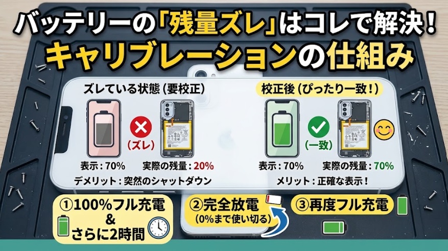 【スマホ修理の基礎知識】「表示は80%なのに突然切れた…」を解決！バッテリーのキャリブレーションとは？