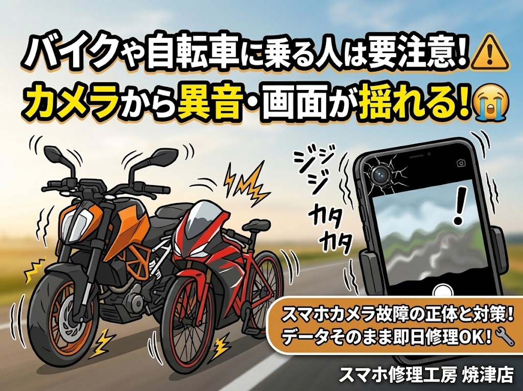 【バイクや自転車に乗る人は注意⚠️】スマホカメラから「ジジジ」と異音がする・画面が揺れる原因と対処法！