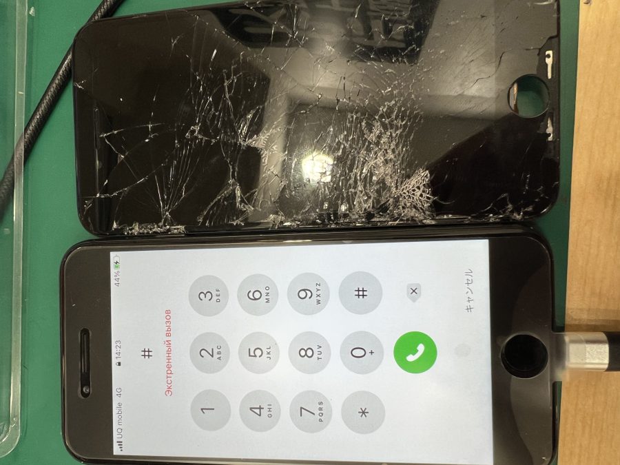 【画面交換/液晶交換 修理】iPhone7(アイフォン7)　車にひかれてしまい、画面が映らなくなってしまった【スマホ修理工