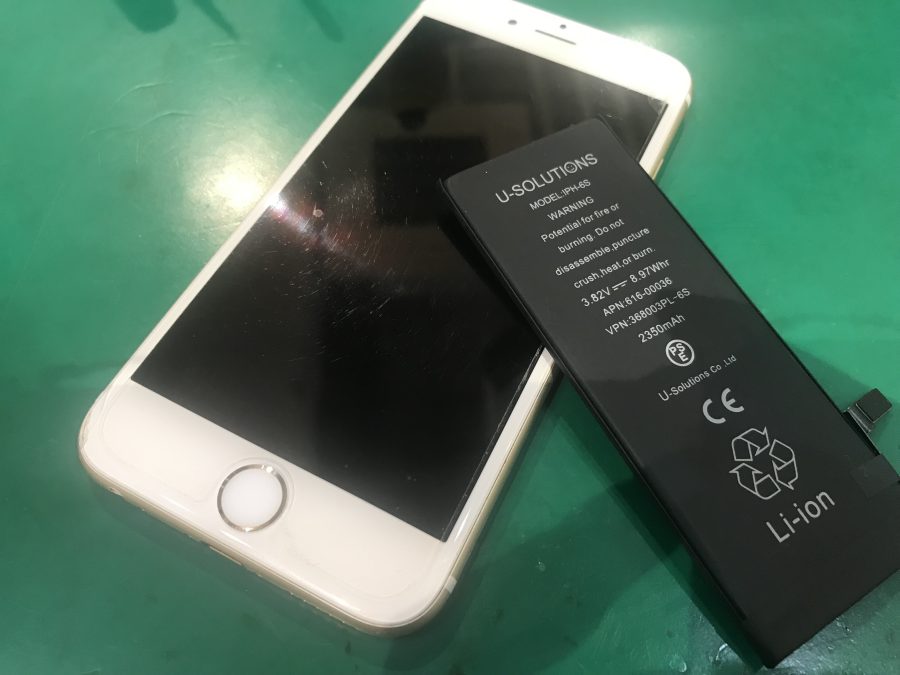 充電がすぐに切れてしまうiPhone6S(アイフォン)のバッテリー交換修理を行いました！