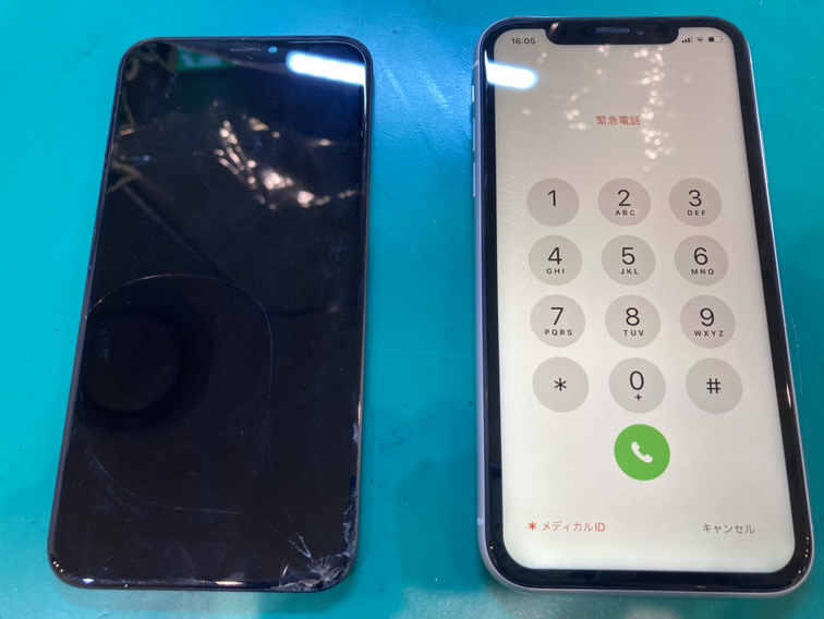 iPhoneXR(アイフォン)の画面割れ、液晶破損もスマホ修理工房新宿PePe店でパパっと修理！