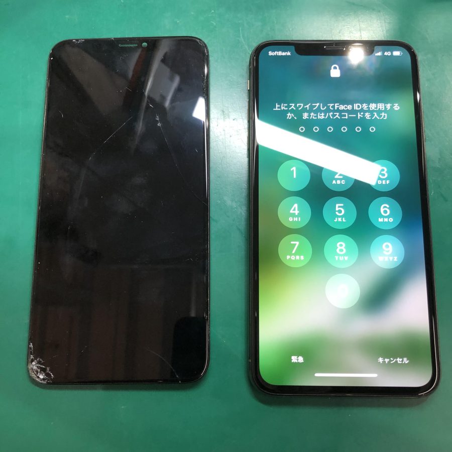 iPhone XsMAX（アイフォン）の画面割れ交換は、即日修理・データそのままの【スマホ修理工房　池袋P'パルコ本店】