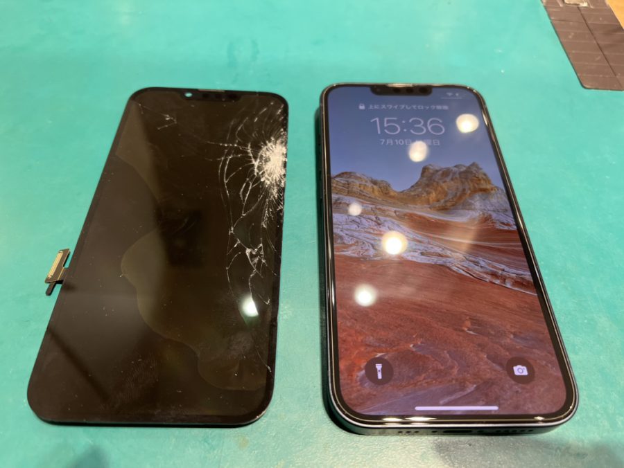 iPhone（アイフォン）13を落としてしまって割れた！そんな時はスマホ修理工房イオンモール松本店に是非お越しください！