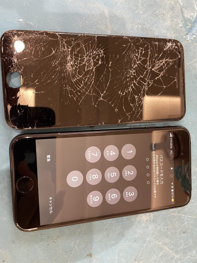 車に踏まれてバキバキになったiPhone(アイフォン)でも即日修理