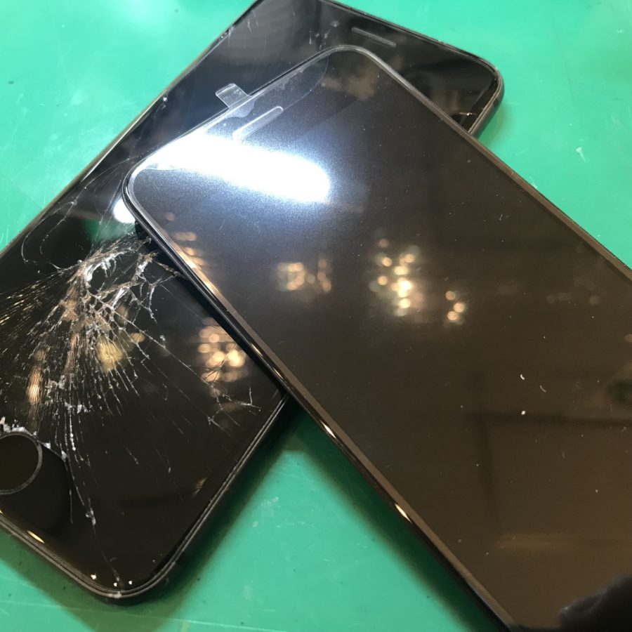 【iPhone8(アイフォン)】うっかり端末を落としてしまい、画面が割れてしまって... 【スマホ修理工房新宿PePe店】