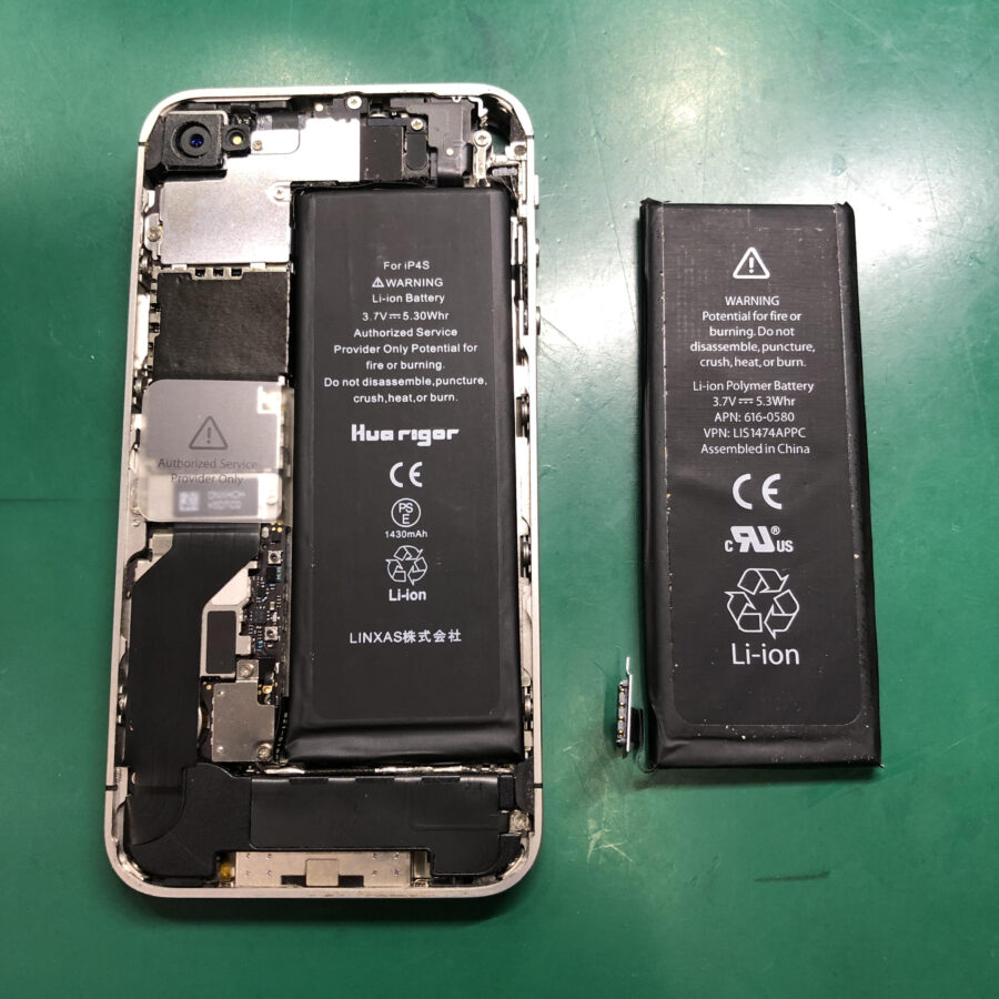 iPhone4s(アイフォン4s)のバッテリー交換がしたい！そんなときは、【スマホ修理工房池袋P‘パルコ店】へ！