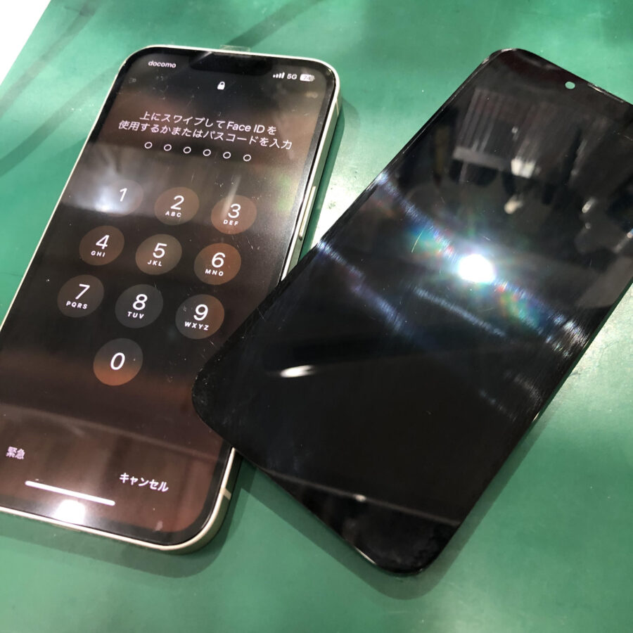 突然画面が映らなくなってしまったiPhone13（アイフォン13）の即日修理！！データそのままで復旧可能です✨