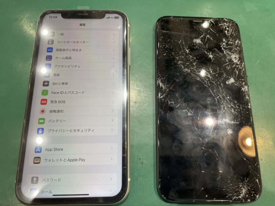 バキバキに割れたiPhone11（アイフォン11）のフロントパネル（ガラス割れ）交換は、【スマホ修理工房池袋P’パルコ店へ】
