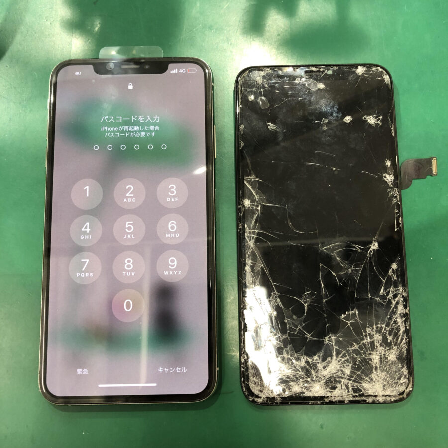 車に轢かれて画面が粉々になってしまったiPhone（アイフォン）の修理！！最短即日・データそのままで復旧可能です✨