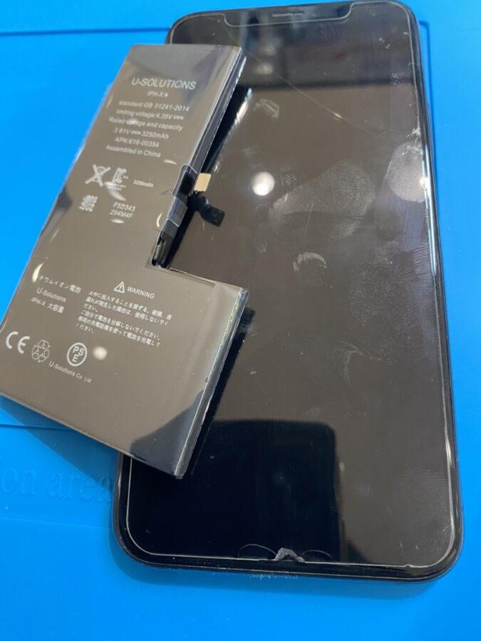 電源がすぐ落ちてしまうiPhoneX(アイフォンテン)のバッテリー交換を行いました!【スマホ修理工房仙台PARCO2店】