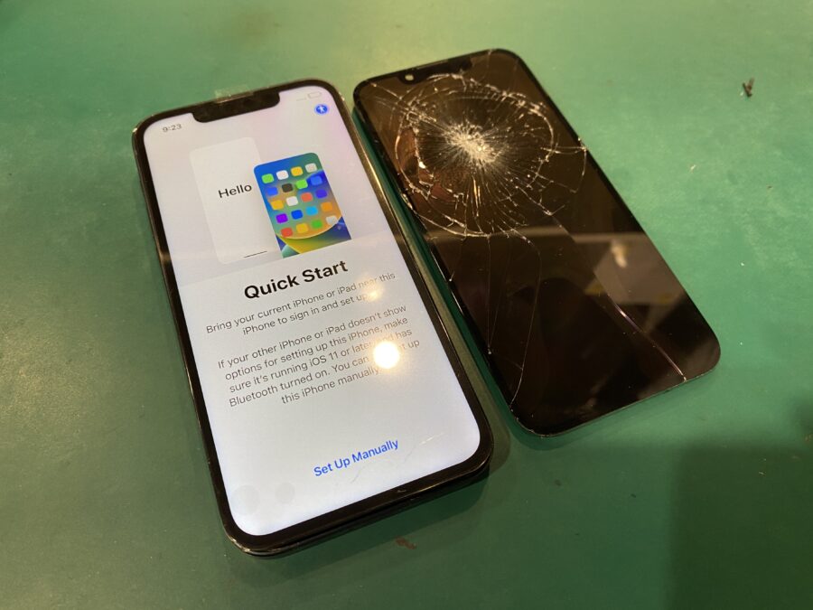 iPhone13mini(アイフォン)の画面が大破！スマホ修理工房ペリエ千葉店で直せる？