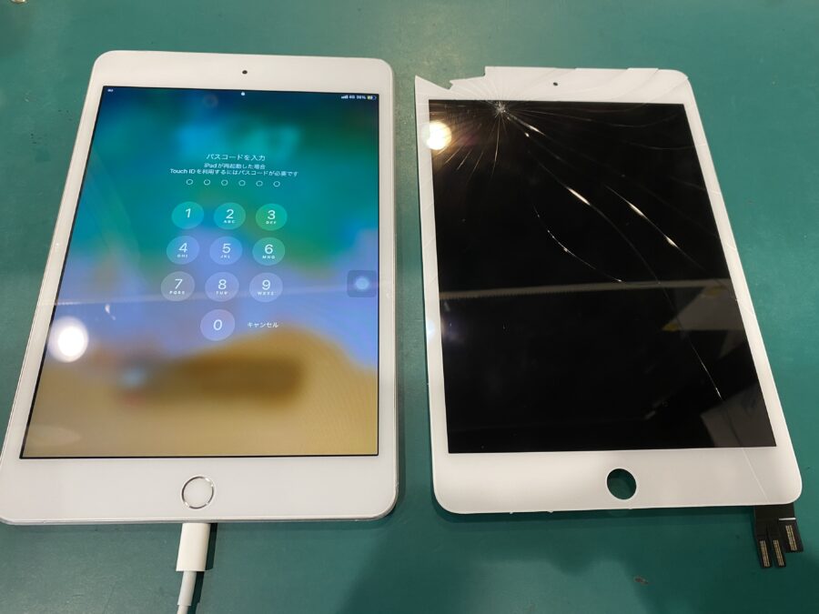 iPadmini5(アイパッドミニ)A2133の画面割れ。。スマホ修理工房ペリエ千葉店での修理代は？
