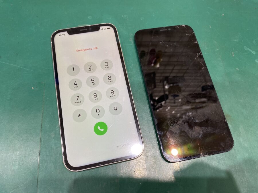 iPhone12 Pro(アイフォン)画面が割れ。液晶の映りもおかしい。ゴーストタッチが頻発してタッチできない。