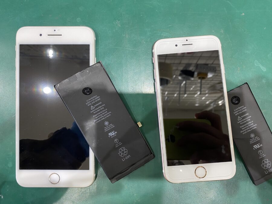 江戸川区一之江よりご来店。iPhone6S,iPhone8Plus(アイフォン)バッテリー交換、2台同時持ち込み。