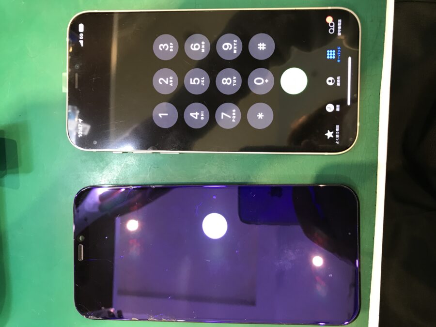 iPhone12の画面に緑の線が！画面交換修理にて直ります！【スマホ修理工房荻窪タウンセブン店】
