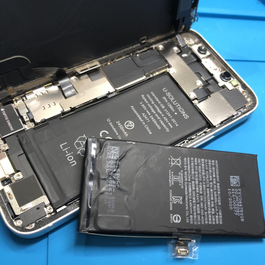 iPhone12Miniのバッテリー交換は、即日修理対応の【スマホ修理工房 池袋P'パルコ本店】へ！