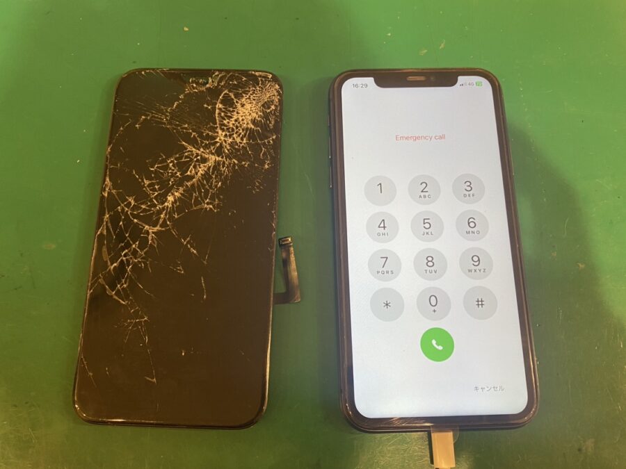 落として派手に割れても大丈夫！iPhone11（アイフォン）の画面交換修理なら是非当店に！！【スマホ修理工房新宿PePe店】