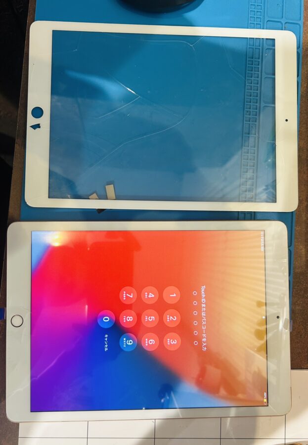 iPad7（アイパッド7）フロントパネル割れ修理　￥11,330（税込）～60分～スマホ修理工房渋谷店